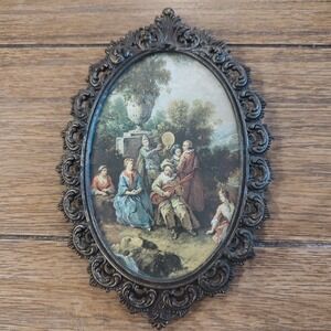 Vintage Action Brass Antique Photo Italy Metal Scroll Cottage Core Park Music